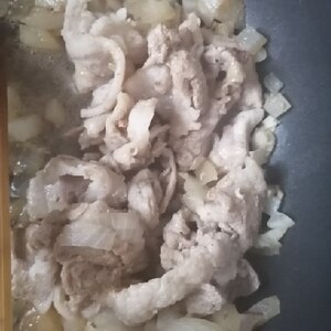 ほんだし梅酢で豚肉炒め